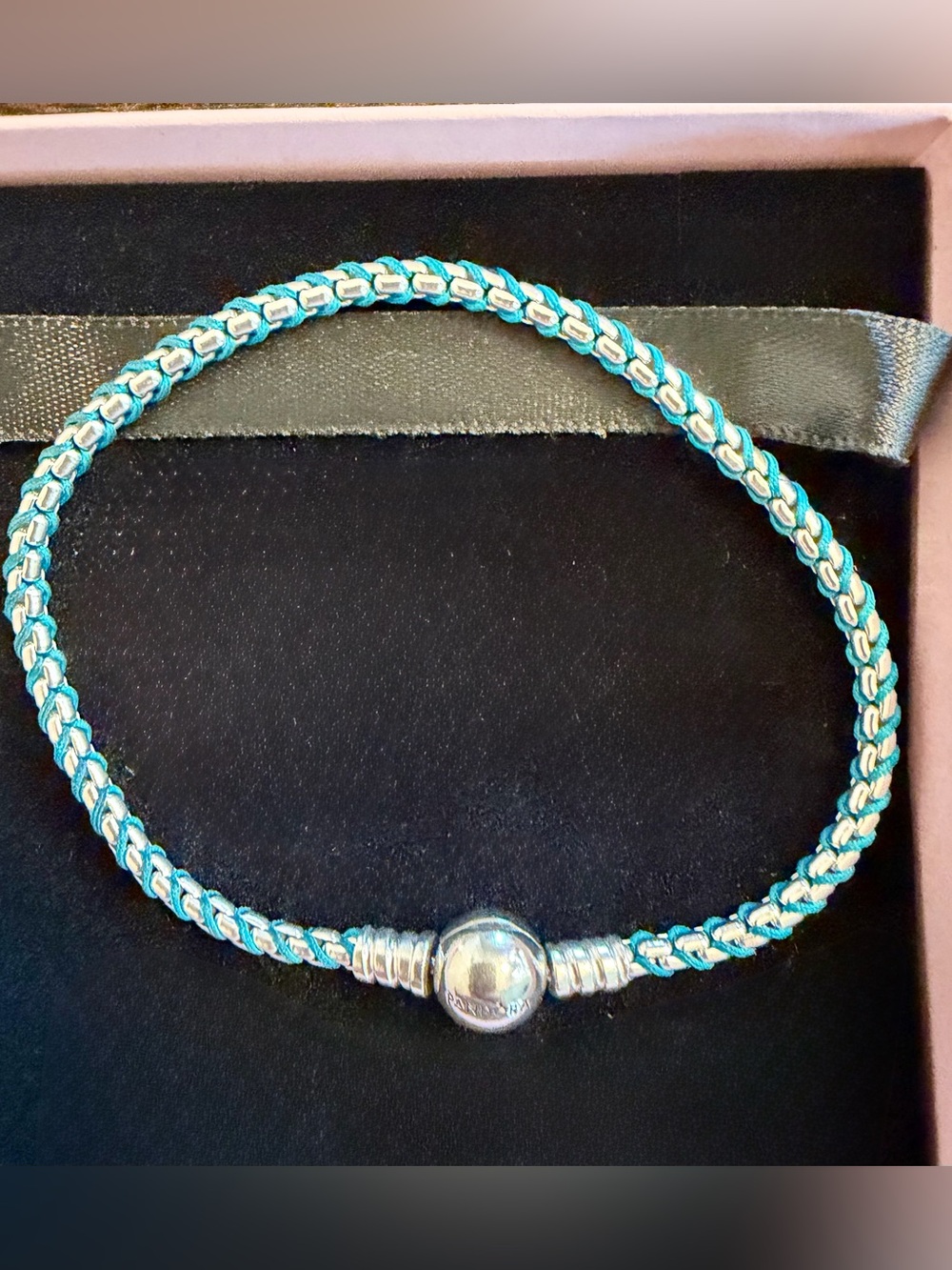 New Pandora Blue Cord Snake Chain Bracelet